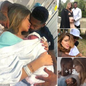 Former Manchester United midfielder Fred shows off photos of his wife Monique Salum and newborn son Benjamin