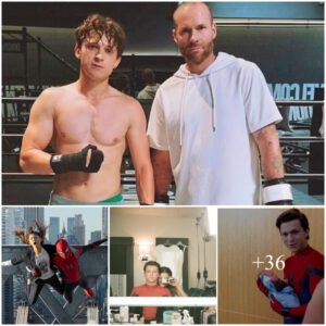 Tom Holland shows off his impressive physique in a shirtless workout photo with friend Oliver Trevena