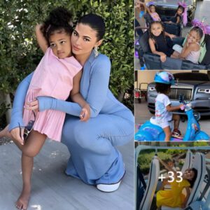 Kylie Jenner shared lovely pictures of her daughter Stormi Webster, 6 years old, playing in the garage of mini cars that sparkle like her mother's supercars.