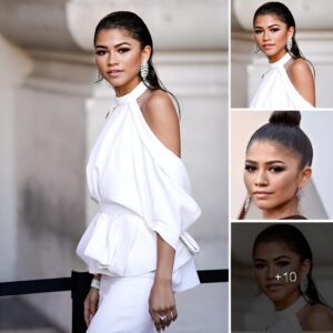 Zendaya wore a delicate white dress, highlighting her slim figure and body curves.