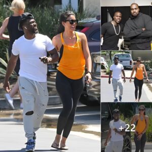 Recently, paparazzi cameras caught comedian Kevin Hart and his wife Eniko Parrish appearing at rapper Kanye West's office in Calabasas, California.