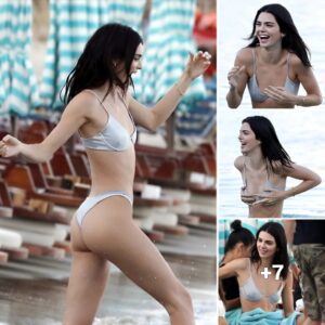 Kendall Jenner shows off her sexy figure in a silver bikini on the Mykonos beach with her new boyfriend