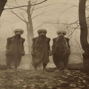 "A Man Panicked When He Encountered Three Creatures Suspected to be Aliens in the Forest During an Expedition."