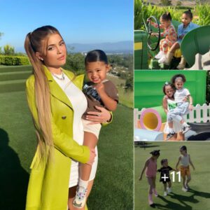 Stormi plays with her cousins in Kylie Jenner's large garden