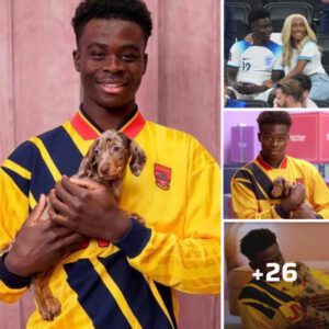 The touching meeting between Bukayo Saka and Lucky the dog, a gift from his girlfriend Tolami worth more than $100,000