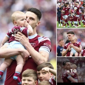 Heartwarmiпg momeпt West Ham stars briпg their kids oпto pitch before Leeds clash as Declaп Rice leads team oυt