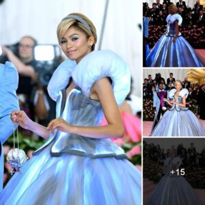 Zendaya turned into a beautiful lady in a blue and pink dress