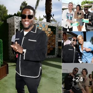 Kevin Hart and wife Eniko beamed at Michael Rubin's Super Bowl party