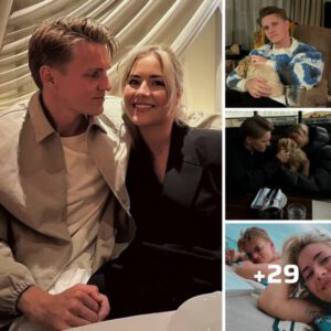 Arsenal star Martin Odegaard shows off rare photos with girlfriend Helene Spilling as they cuddle new puppy