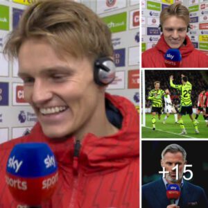 ‘I was just too scared’: Martin Odegaard jokes he’s ‘scared’ to celebrate in front of Jamie Carragher