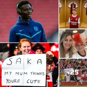 Cute moment in the stands when the boy held up the text to replace his mother’s words to Bukayo Saka