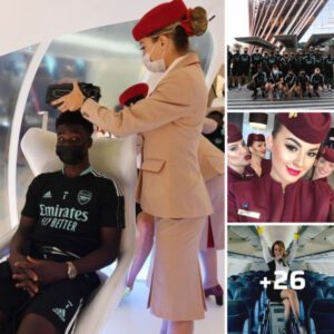 Emirates flight attendant’s captivating beauty in the eye of Bukayo Saka