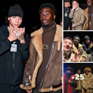 Bukayo Saka linking up with Central Cee and Barry Keoghan at the Burberry AW24 show in London 🥶