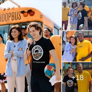 Zendaya and Tom Holland rock the Oakland basketball court: Hollywood stars "shoot baskets" during an inspiring visit