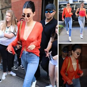 Kendall Jenner Stuns in Daring Sheer Orange Top