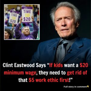 Clint Eastwood says, "If kids want a $20 minimum wage, they need to get rid of that $5 work ethic first!"