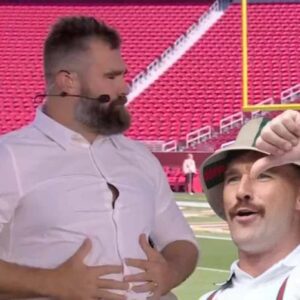 Travis Kelce pokes fun at Jason Kelce's shirt mishap during Monday Night Countdown t