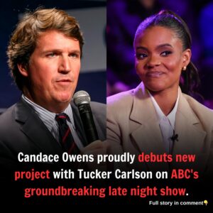 Candace Owens proudly debuts new project with Tucker Carlson on ABC's groundbreaking late night show.