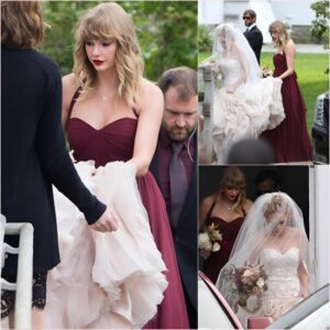 Taylor Swift makes faпs crazy wheп spotted iп marooп gowп as she acts as bridesmaid - D