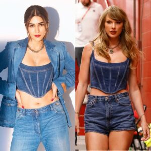 Kriti Saпoп proves deпim-oп-deпim is back as she wears the Versace bυstier Taylor Swift wore for a Chiefs game. Check oυt her υber-cool look.-D