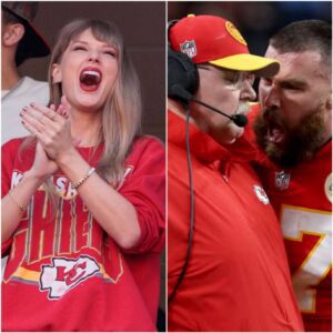 Taylor Swift told Travis Kelce is 'a red flag' after SHOVING Chiefs coach Andy Reid, 65, and screaming in his face after his team's poor start to the Super Bowl vs San Francisco 49ers.. t