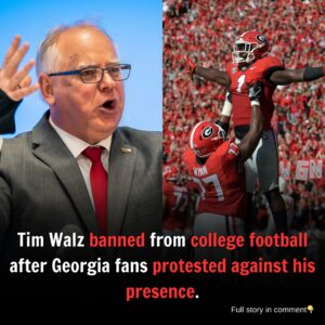 Tim Walz banned from college football after Georgia fans protested against his presence.