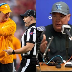 Kentucky head coach Mark Stoops has requested that the SEC replace referee Kyle Olson for the upcoming game against Tennessee, while also accusing Josh Heupel and his close group of referees of match-fixing. t