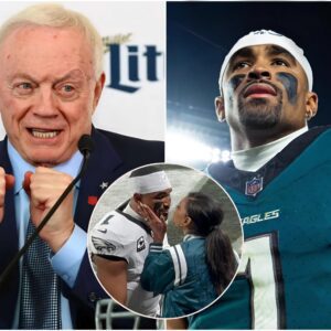 LATEST NEWS: In the latest press conference, Dallas Cowboys owner Jerry Jones sarcastically called Philadelphia Eagles quarterback Jalen Hurts "a woman's skirt clinger"