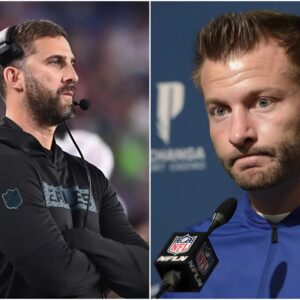 BREAKING NEWS: Los Angeles Rams head coach Sean McVay angrily revealed a video recording showing evidence of Nick Sirianni bribing a referee with a valuable item ahead of tomorrow's game against his team.