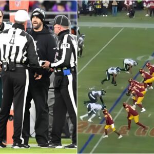 VIDEO: “NFL fans are demanding harsh consequences for the refs after footage revealed they let the Commanders slide on ‘the most blatant’ penalty against the Eagles. This is beyond unacceptable! 🦅💥”