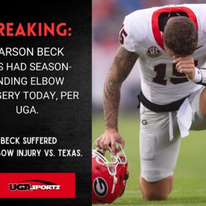 Carson Beck underwent successful surgery Monday on his right elbow to repair his ulnar collateral ligament (UCL), performed by