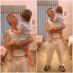 Robbie Williams sweetly sang 'Angels' to his children, this heartwarming moment not only shows love but also shows the power of music to bring families together! t