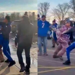 VIDEO: Buffalo Bills Fans Were Fighting Each Other In The Parking Lot After Wild Card Victory, One Female Fan Appears To Yell Nasty Racial Slur