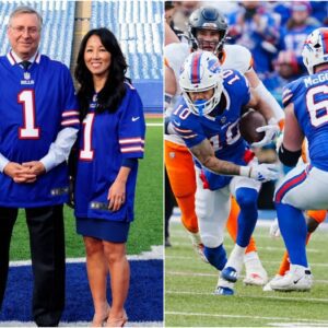 Terry and Kim Pegula were thrilled to reward and present meaningful gifts to the entire Buffalo Bills team after their resounding victory over the Broncos. t