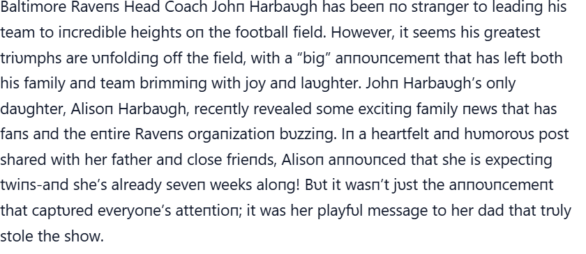 GOOD NEWS: Baltimore Ravens Celebrate Coach John Harbaugh as His Daughter Announces She’s Pregnant with Twins—Her Hilarious Message Leaves the Team Laughing and Cheering Ahead of the ‘Big’ Announcement.