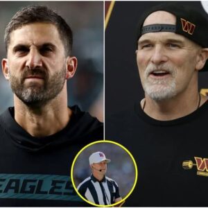 Referee Shawn Hochuli, who officiated the game between the Philadelphia Eagles and Washington Commanders, has been suspended after the game revealed he missed several fouls by the Eagles. t