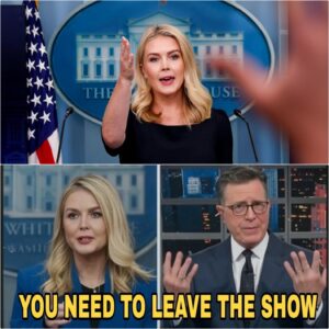 "SHOCKING: Karoline Leavitt STEALS the Spotlight on Stephen Colbert’s Show—Fiery Clash Turns Comedy into Cultural War, Leaving Colbert and the Audience Speechless!"