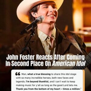 John Foster expressed his appreciation for his fans after coming in second place on Season 23 of American Idol.