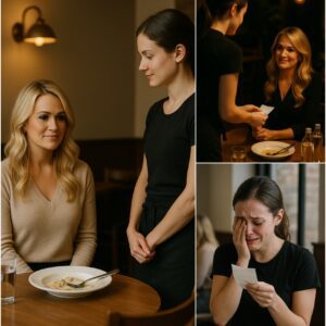 "Waitress Breaks Down in Tears After Finding Folded Receipt from Carrie Underwood—What She Wrote Changed Everything"