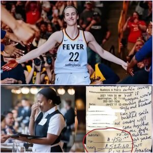 Inspiring Story: Waitress Sees Caitlin Clark’s Check, Reads the Note, and Bursts into Tears..