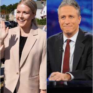 BREAKING: Jon Stewart takes a shot at Karoline Leavitt—but her brutal comeback leaves him HUMILIATED and the internet in stitches! In a heated back-and-forth, Stewart attempted to outsmart Leavitt, but her quick-witted response flipped the situation, leaving him speechless. The audience couldn’t stop laughing as Leavitt completely turned the tables, making this viral moment the talk of the town.