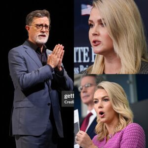 SHOCKING TV SHOWDOWN: KAROLINE LEAVITT TAKES DOWN STEPHEN COLBERT IN ON-AIR CLASH—SEGMENT CUT SHORT AFTER CHAOTIC MELTDOWN!