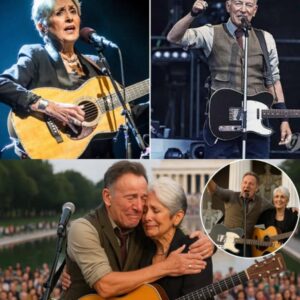 “You’re our hope! WE’LL RISE AGAIN! ” Joan Baez, 84, clutched Bruce Springsteen, 75, whispering