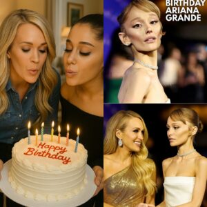 When the lights went out and the room fell into darkness, a small candle was lit—Carrie Underwood suddenly appeared, holding a birthday cake for Ariana Grande. The atmosphere was warm and joyful, but what Carrie did next brought Ariana to tears.