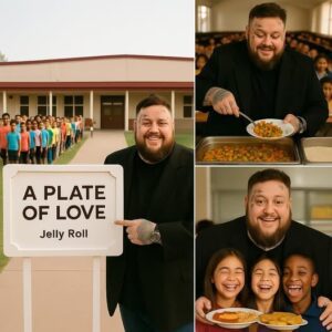“One of the greatest country singers of all time” – Jelly Roll has built a free cafeteria for 1,200 orphans right in his hometown of Nashville. He even teaches the children who love to sing some of his heartfelt songs that have touched the hearts of everyone at the school...