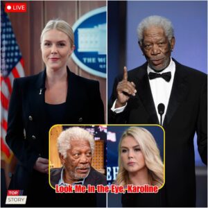 “Look Me in the Eye, Karoline.” — Morgan Freeman Humiliates Karoline Leavitt in Televised Showdown That Shakes America to Its Core.