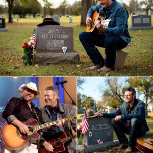 "He stood alone... but his voice carried two hearts" — Blake Shelton quietly visits Toby Keith’s grave and sings the song they never got to finish No livestream. No audience. Just Blake Shelton, a guitar, and the Oklahoma nh