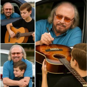 After the show ended, Barry Gibb was heading out… until he noticed a young boy quietly playing guitar nearby.