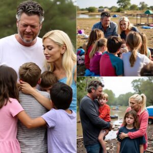 Blake Shelton and Gwen Stefani Show Up Without Warning at Texas Camp for Flood Survivors , What They Did Next Left Kids in Tears. nh