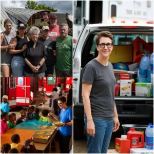 “I’m not here to be seen. I’m here to serve.” — Rachel Maddow quietly appeared in flood-ravaged Texas… and left behind a row of shelter homes for families who thought they had lost everything